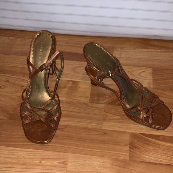 Gianni Bini Bronze Strappy Heels - Picture 1 of 5
